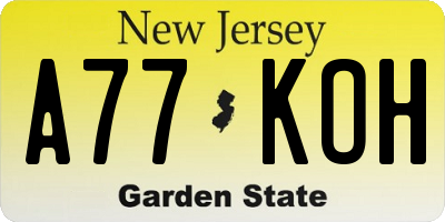 NJ license plate A77KOH