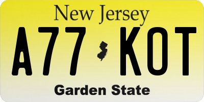 NJ license plate A77KOT