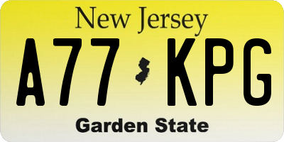 NJ license plate A77KPG