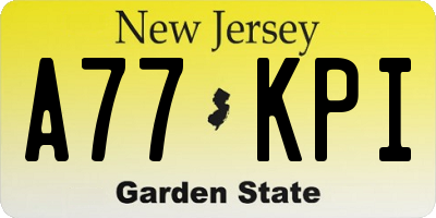 NJ license plate A77KPI