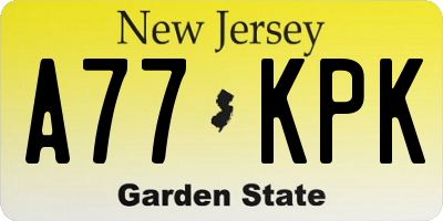 NJ license plate A77KPK