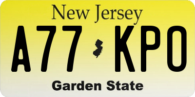 NJ license plate A77KPO