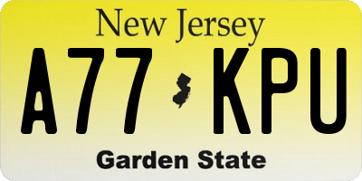 NJ license plate A77KPU