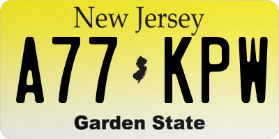 NJ license plate A77KPW