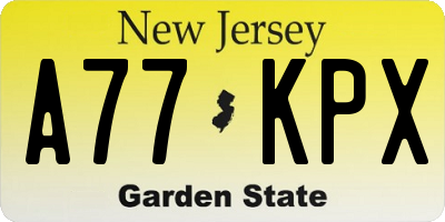 NJ license plate A77KPX