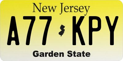 NJ license plate A77KPY