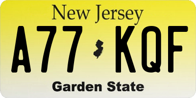 NJ license plate A77KQF