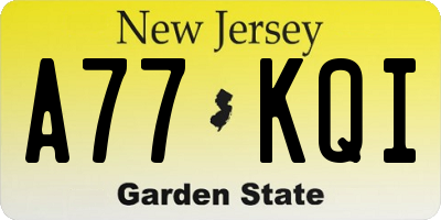 NJ license plate A77KQI