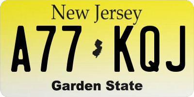 NJ license plate A77KQJ