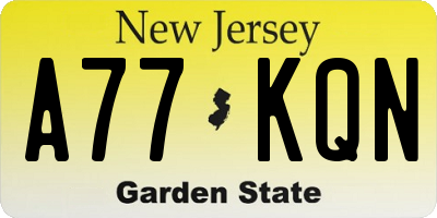 NJ license plate A77KQN