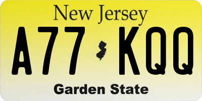 NJ license plate A77KQQ