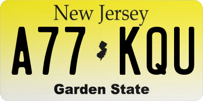NJ license plate A77KQU
