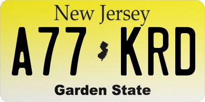 NJ license plate A77KRD