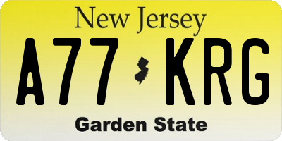 NJ license plate A77KRG