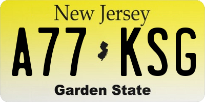 NJ license plate A77KSG