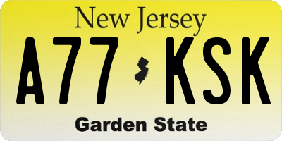 NJ license plate A77KSK