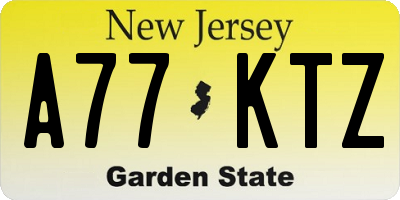 NJ license plate A77KTZ
