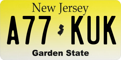 NJ license plate A77KUK