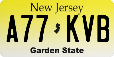 NJ license plate A77KVB