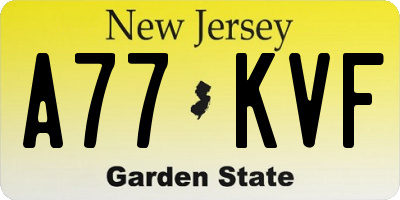 NJ license plate A77KVF