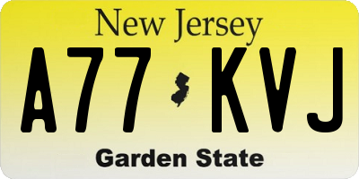 NJ license plate A77KVJ