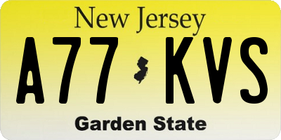NJ license plate A77KVS
