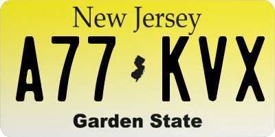 NJ license plate A77KVX