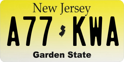 NJ license plate A77KWA
