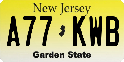 NJ license plate A77KWB