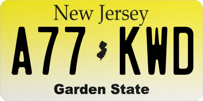 NJ license plate A77KWD