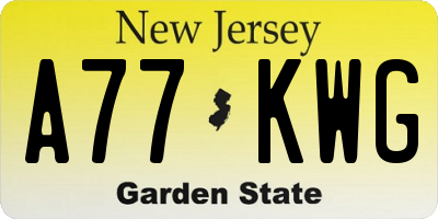 NJ license plate A77KWG