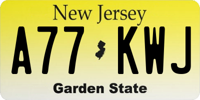 NJ license plate A77KWJ