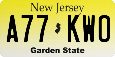 NJ license plate A77KWO