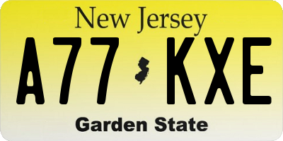 NJ license plate A77KXE