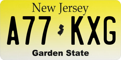 NJ license plate A77KXG