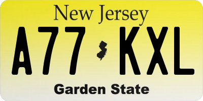 NJ license plate A77KXL