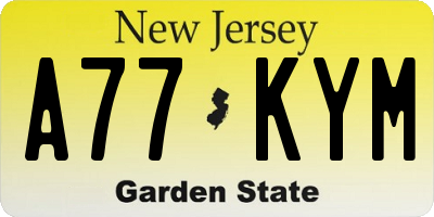 NJ license plate A77KYM