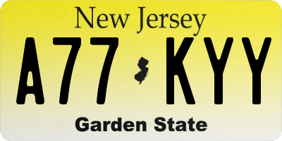 NJ license plate A77KYY