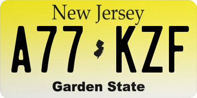 NJ license plate A77KZF