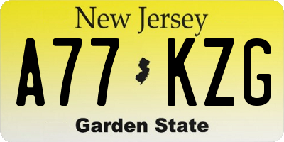 NJ license plate A77KZG