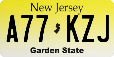 NJ license plate A77KZJ