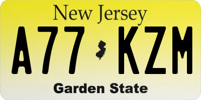 NJ license plate A77KZM