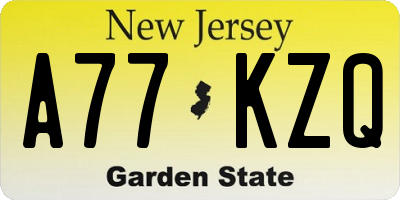 NJ license plate A77KZQ
