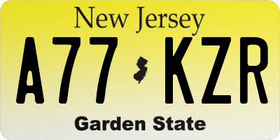 NJ license plate A77KZR