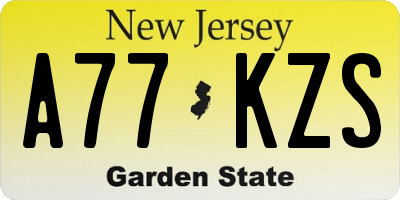 NJ license plate A77KZS