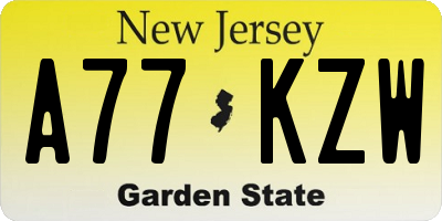 NJ license plate A77KZW