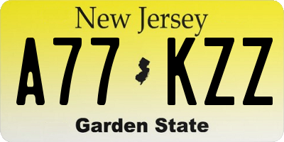 NJ license plate A77KZZ
