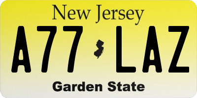 NJ license plate A77LAZ