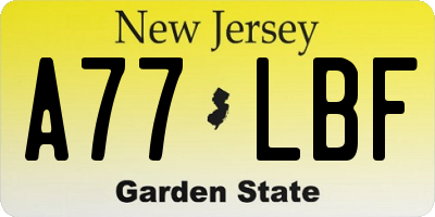 NJ license plate A77LBF