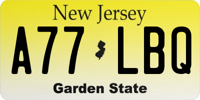NJ license plate A77LBQ